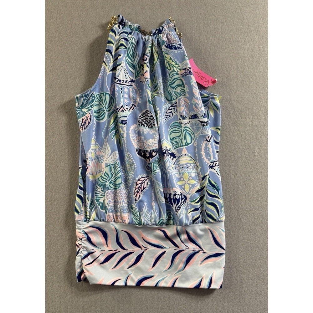 NWT LILLY PULITZER Bowen Top Blue Peri Lapis Lantern Gold Chain Neck Sz XXS